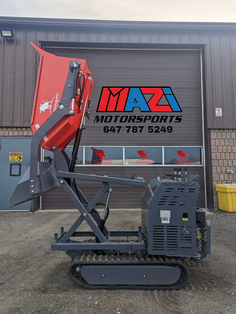 500kg Hydraulic Tracked Power Wheelbarrow – 10HP Gas High Lift | Landward WD500H