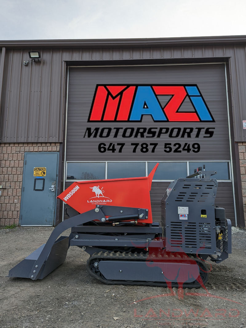 500kg Hydraulic Tracked Power Wheelbarrow – 10HP Gas High Lift | Landward WD500H