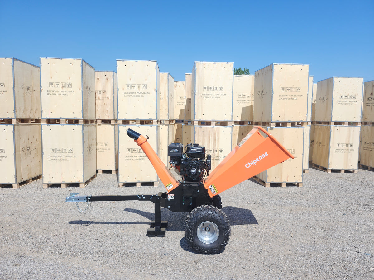 Chipease D1500E 15HP gas wood chipper side view 