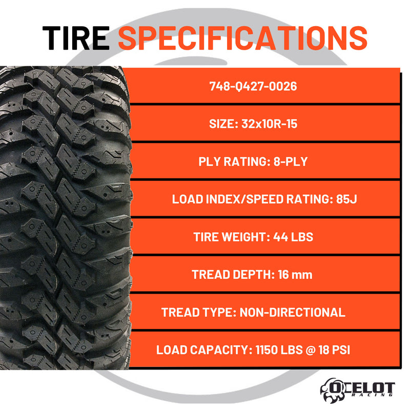 Ohanzee 32x10R15 8-Ply Radial ATV/UTV Tire