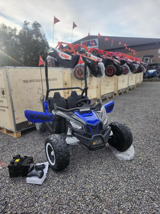 Kids Electric XRS 24V ride-on UTV in blue front view at Mazi Motors
