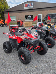 Landward 125cc kids gas ATV in red and black front view at Mazi Motors Ontario
