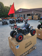 110cc Landward Trail Master kids gas ATV in black rear view at Mazi Motors Ontario