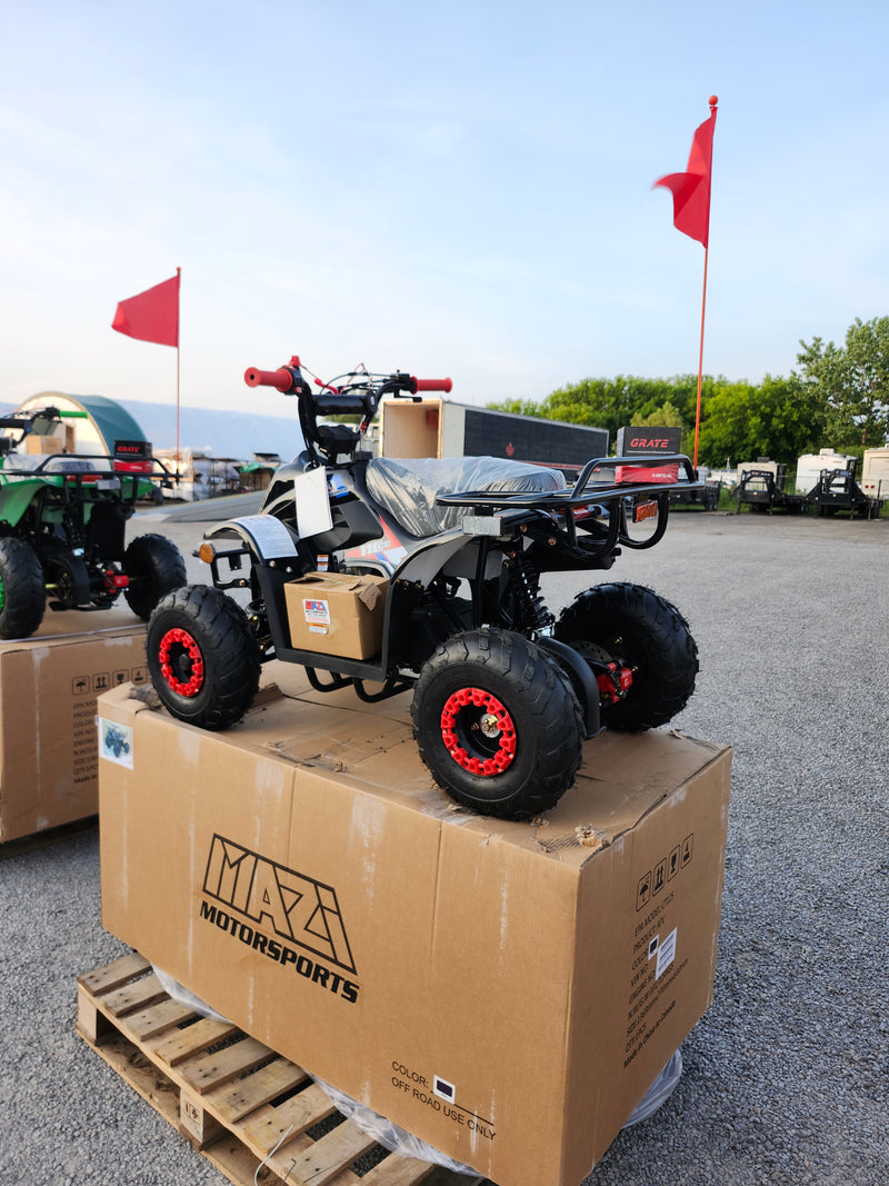 110cc Landward Trail Master kids gas ATV in black rear view