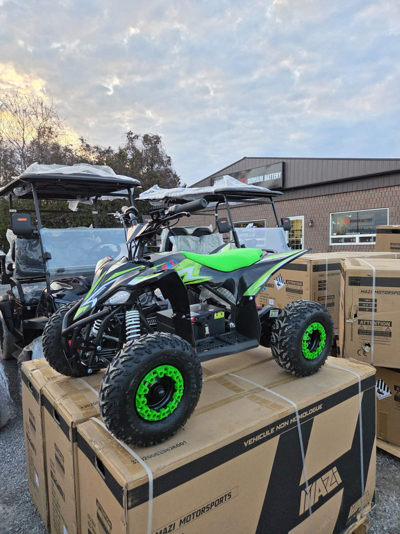 Mazi 1600W 48V kids electric ATV in green at Mazi Motors Ontario