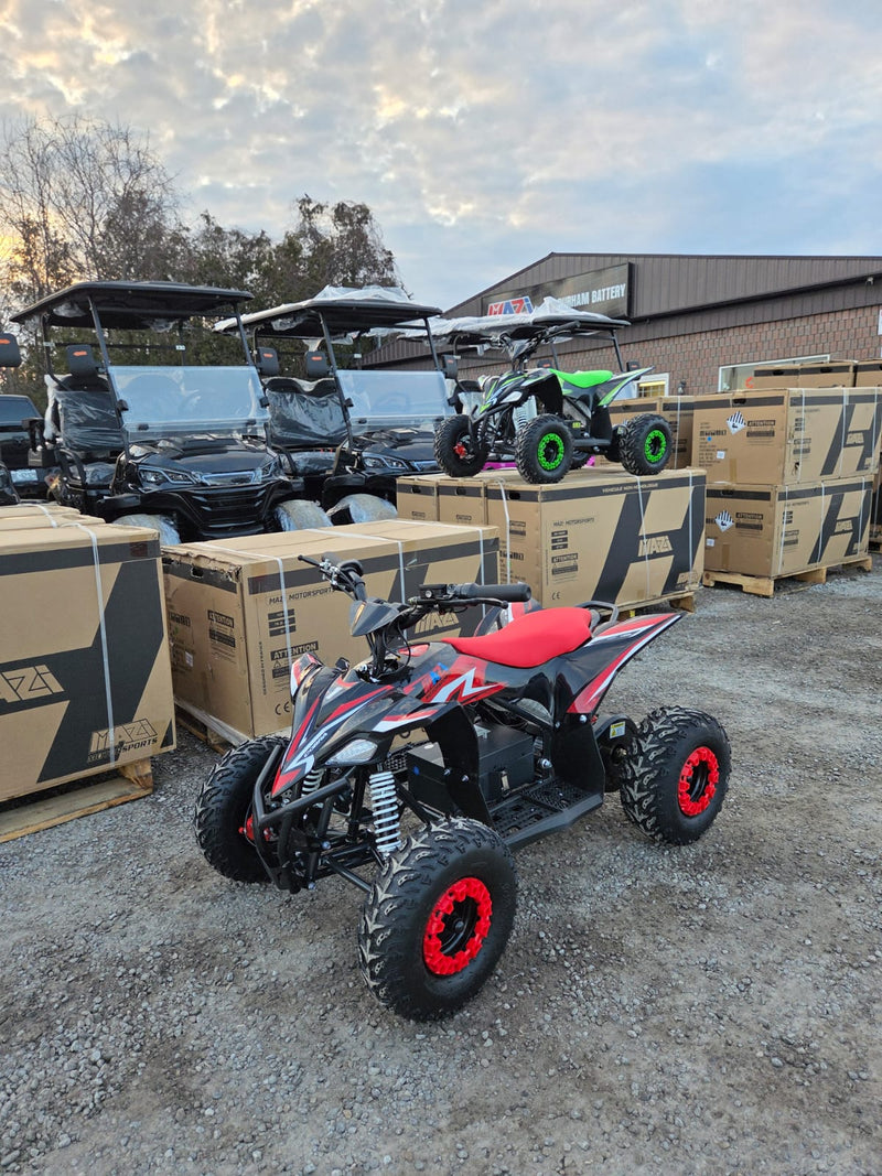 Mazi 1600W 48V kids electric ATV in red at Mazi Motors Ontario